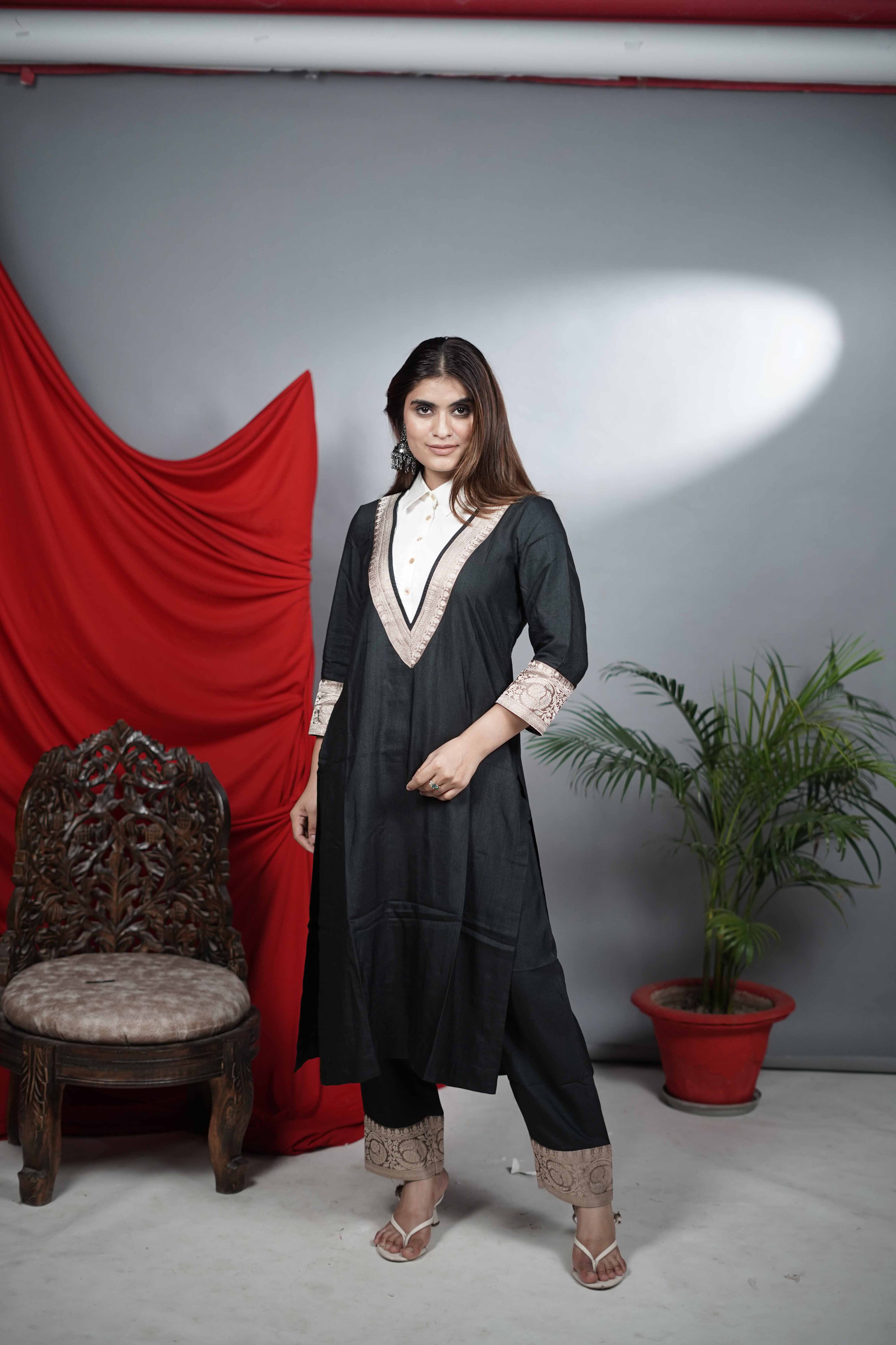 Black Moonga Linen Silk Co-ord Set
