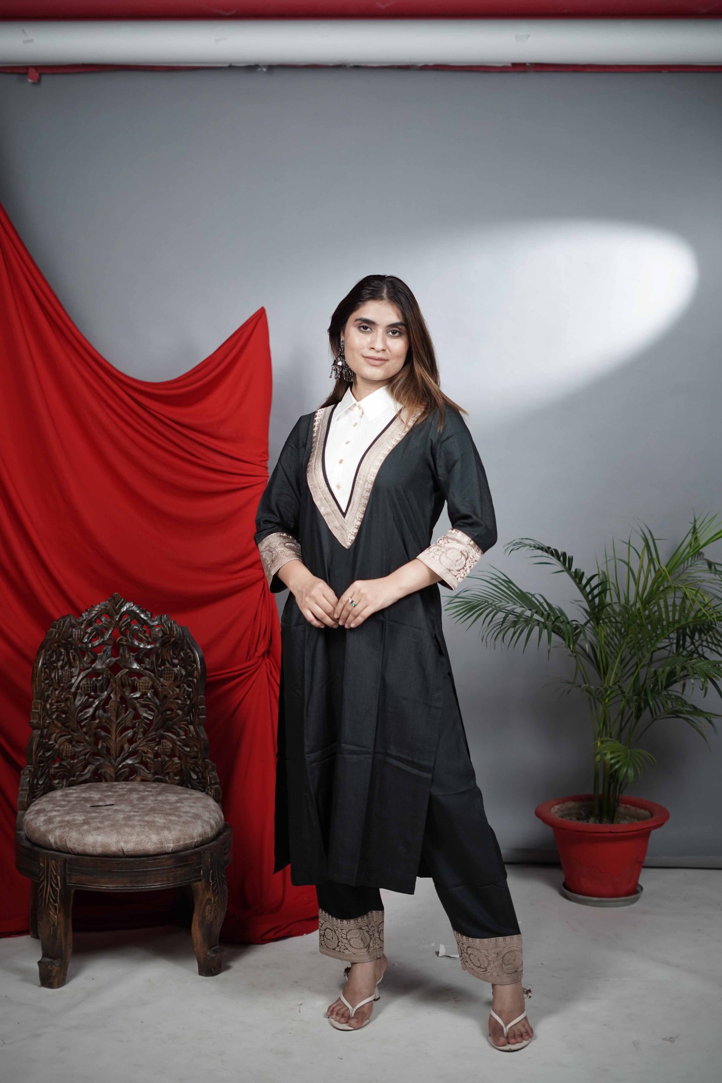 Black Moonga Linen Silk Co-ord Set