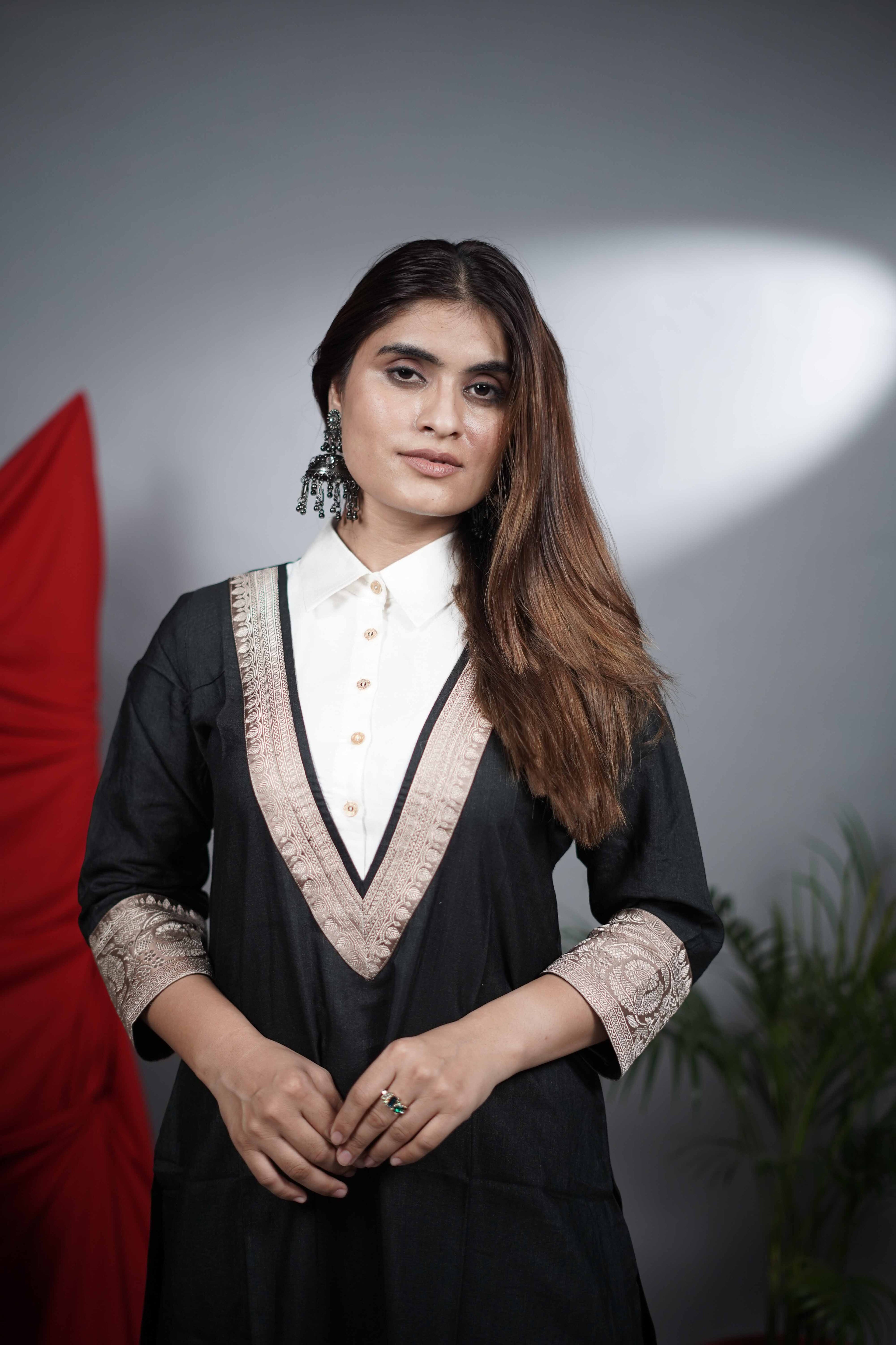 Black Moonga Linen Silk Co-ord Set