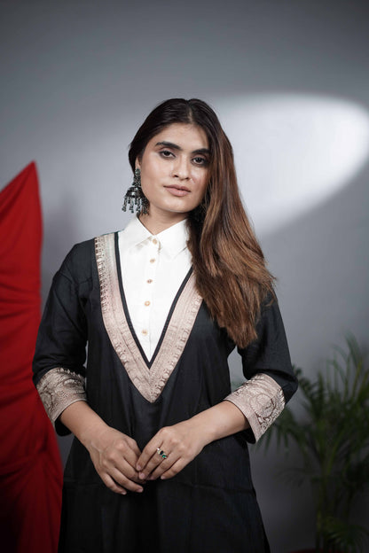 Black Moonga Linen Silk Co-ord Set