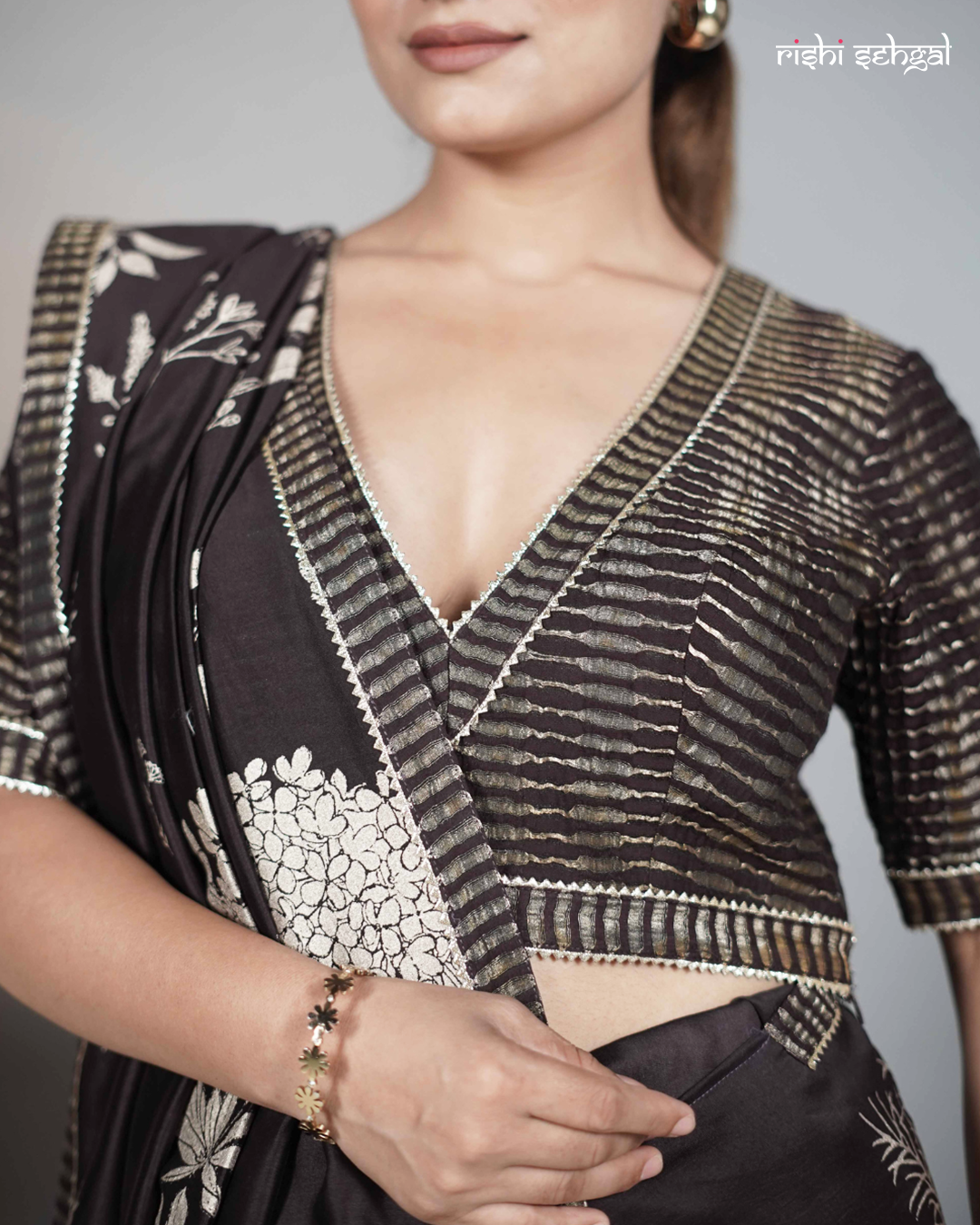 Brown Tissue Chanderi Blouse