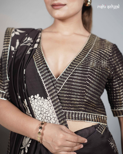 Brown Tissue Chanderi Blouse