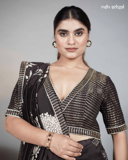 Brown Tissue Chanderi Blouse