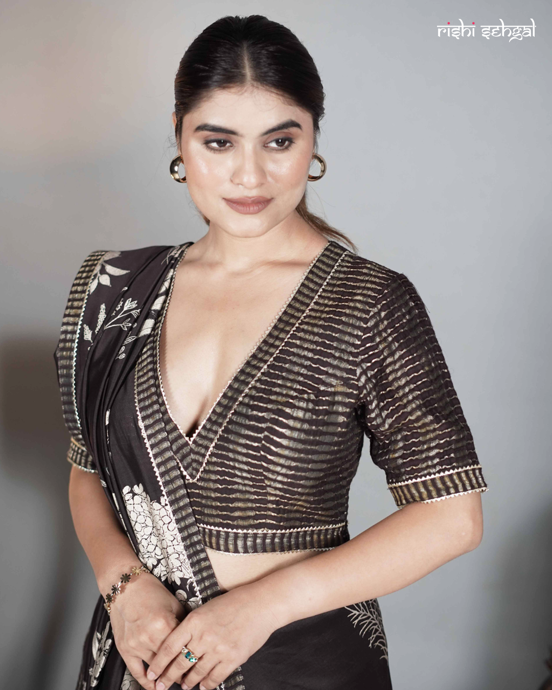 Brown Tissue Chanderi Blouse