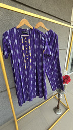 Ira Purple ikat hand Embroidered co-ord set