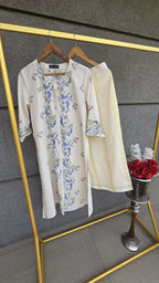 KORA...Printed co-ord set with Cotton Gold weaved striped lower