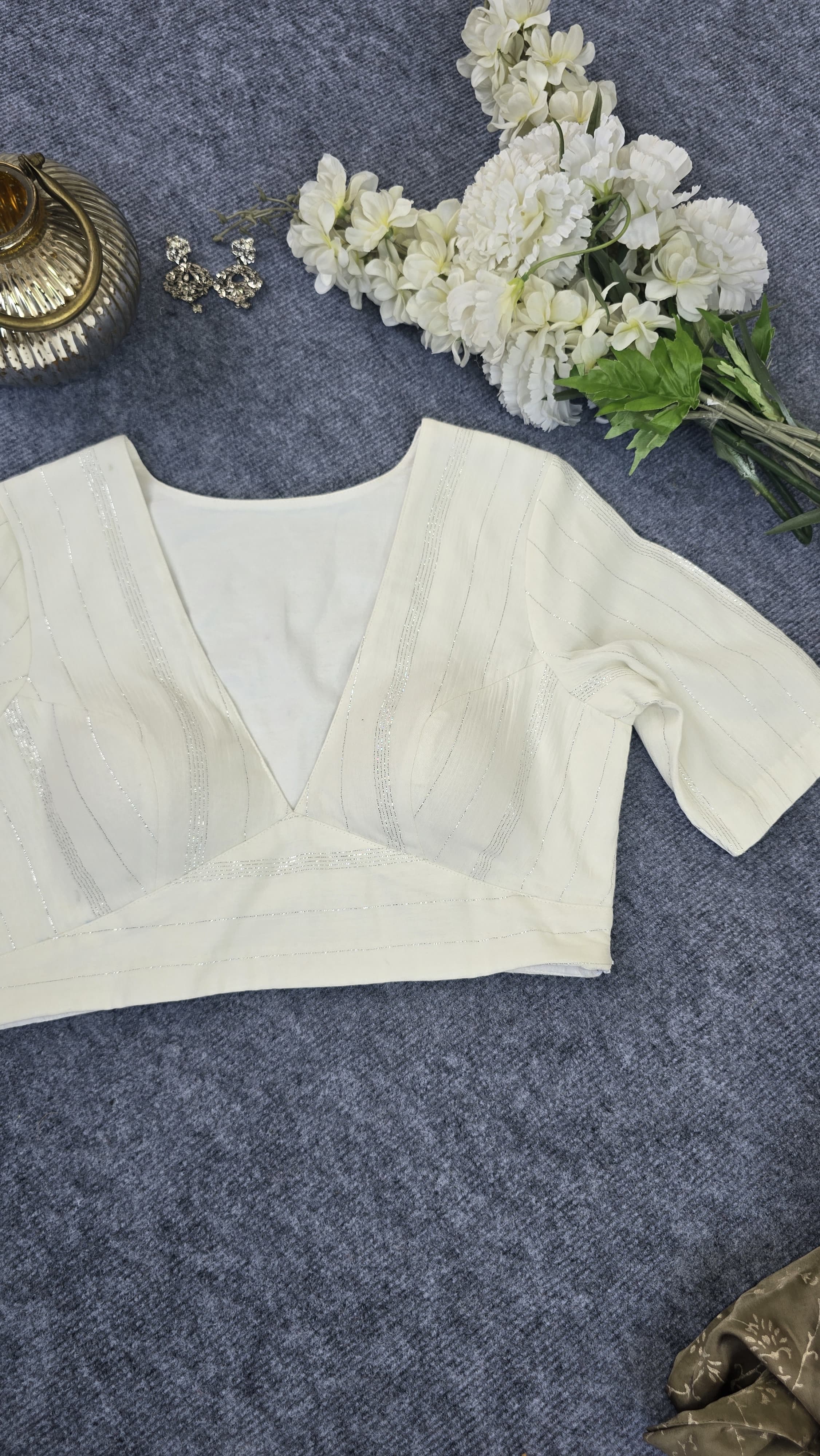 White Padded Blouses with Silver Stripes Secondary image