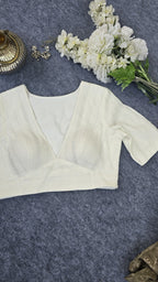 White Padded Blouses with Silver Stripes