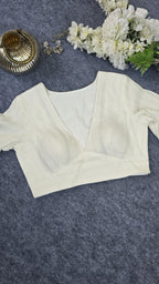 White Padded Blouses with Silver Stripes