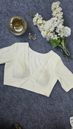 White Padded Blouses with Silver Stripes