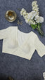 White Padded Blouses with Silver Stripes