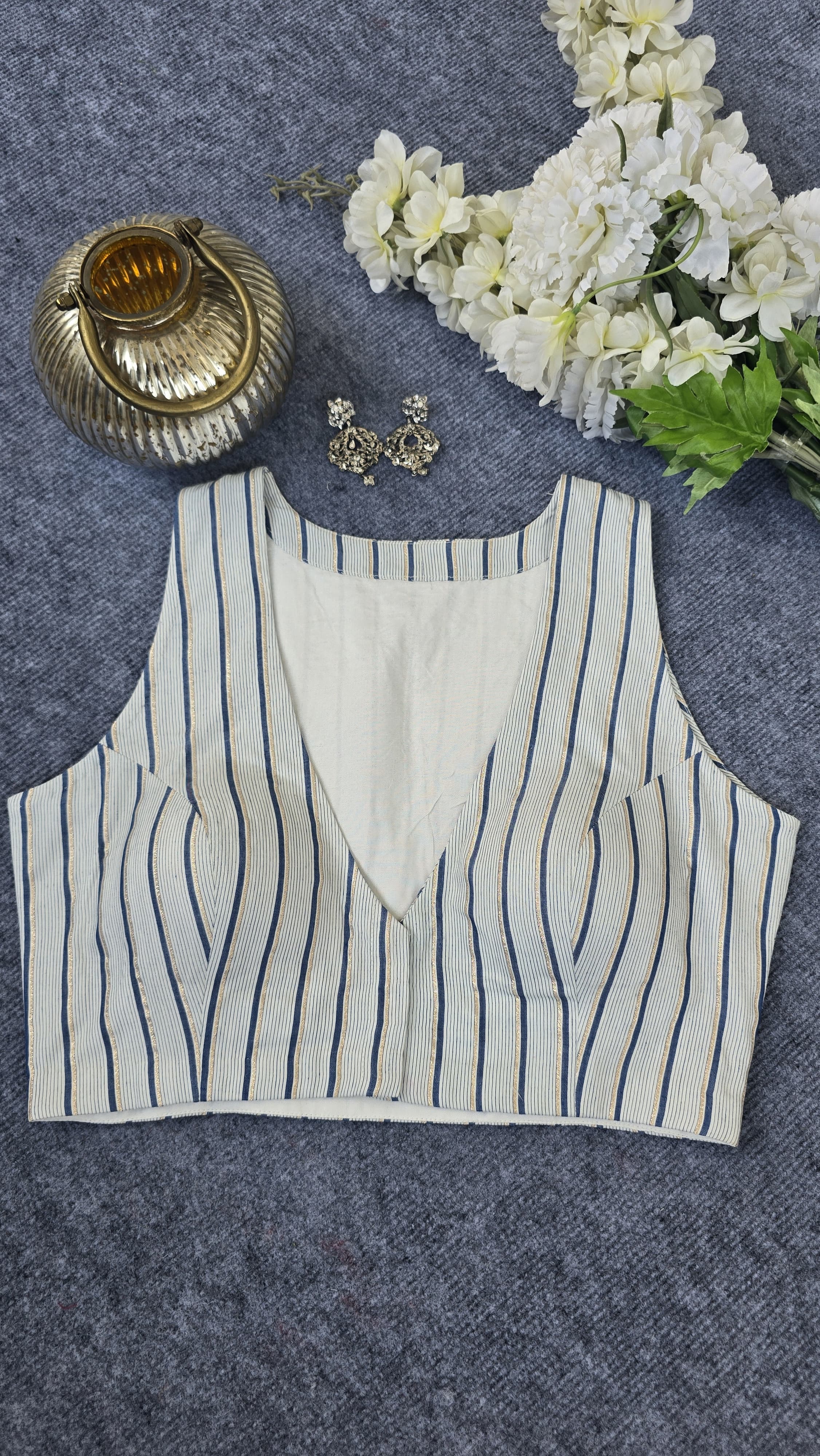 The Modal Sleeveless Stripes Padded Blouse Secondary image
