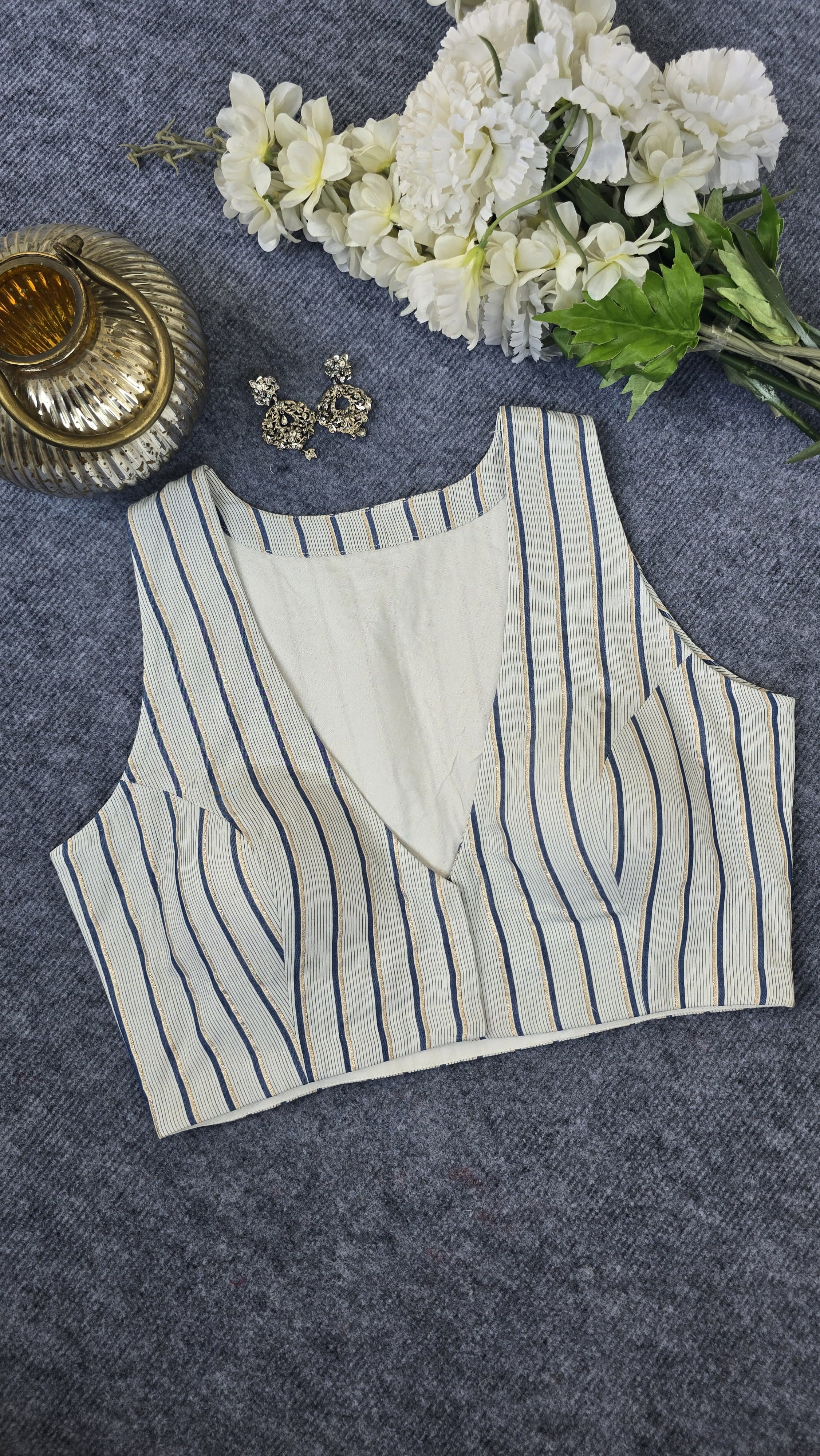 The Modal Sleeveless Stripes Padded Blouse Main image
