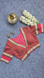 Pink & Green Striped Cotton Padded blouse