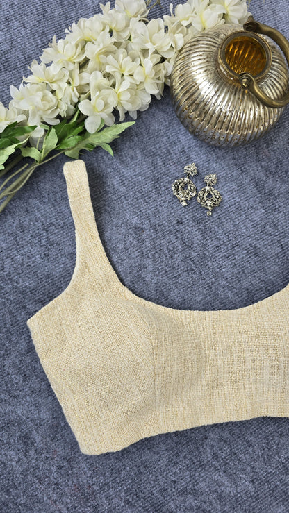Ivory Jute Cotton Padded Blouse