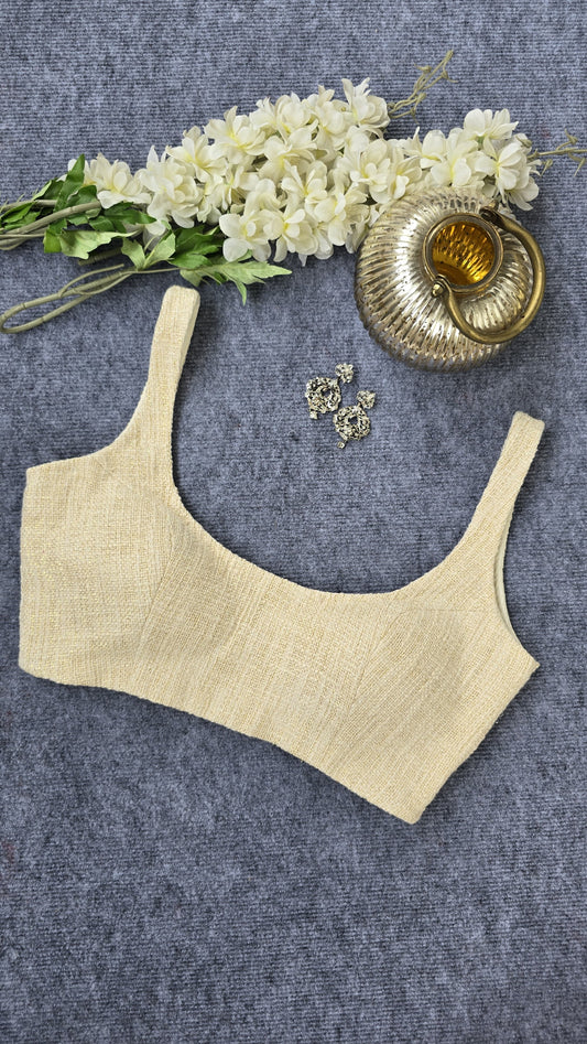 Ivory Jute Cotton Padded Blouse