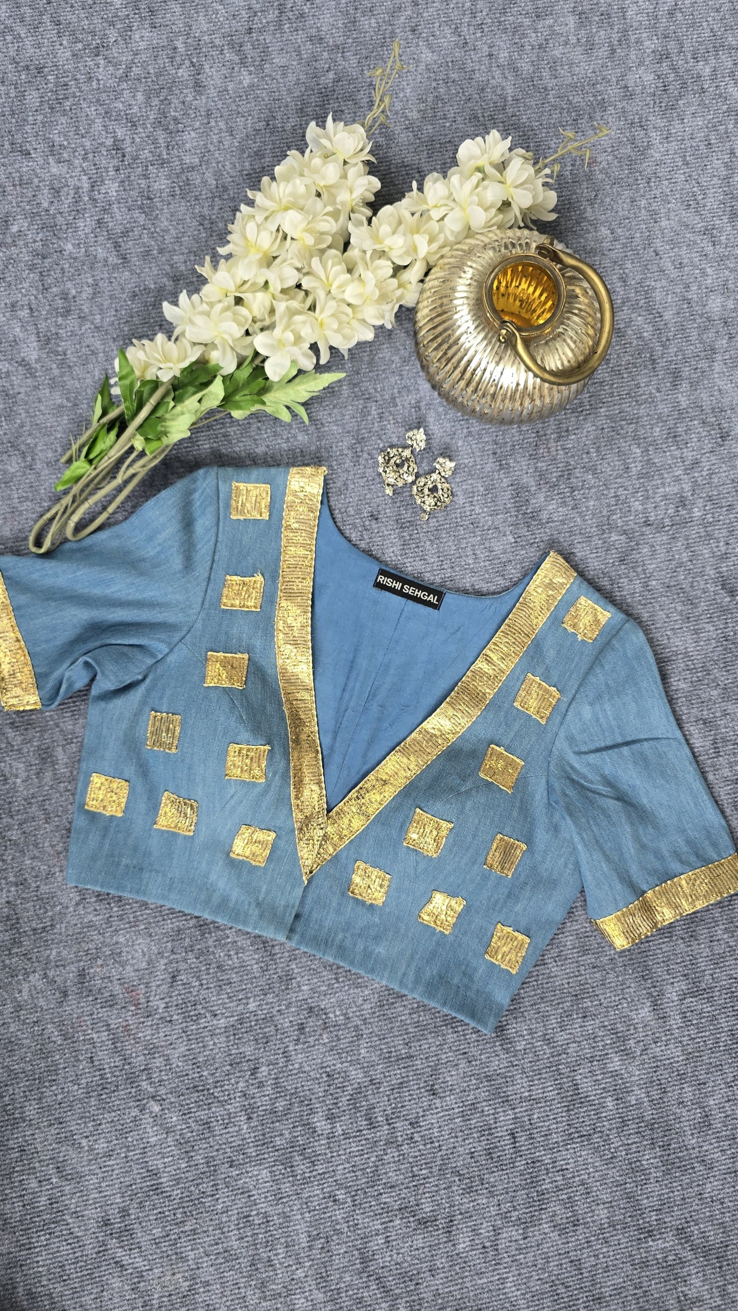 Denim blouse With Gota Detailing