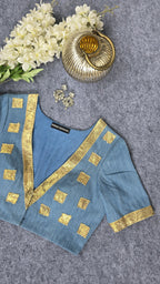 Denim blouse With Gota Detailing