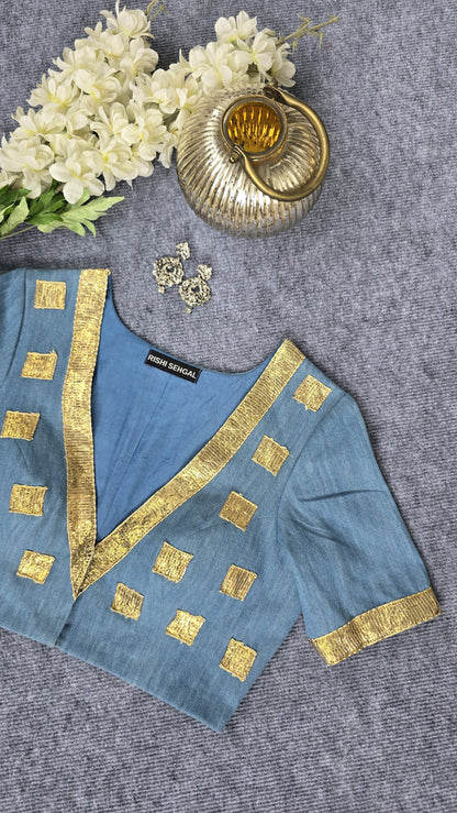 Denim blouse With Gota Detailing