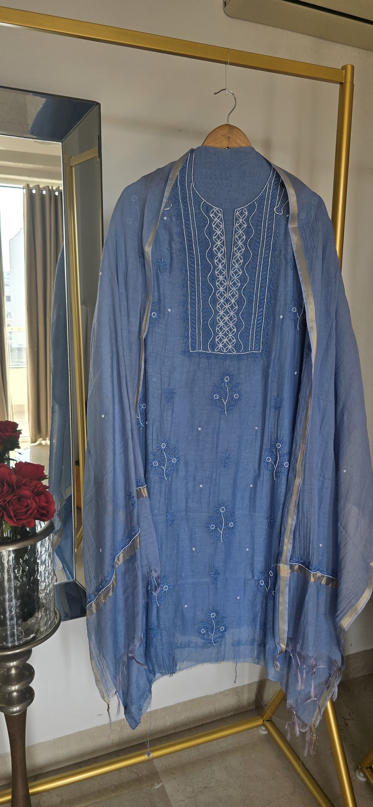 Mul Chanderi Lucknowi Suit