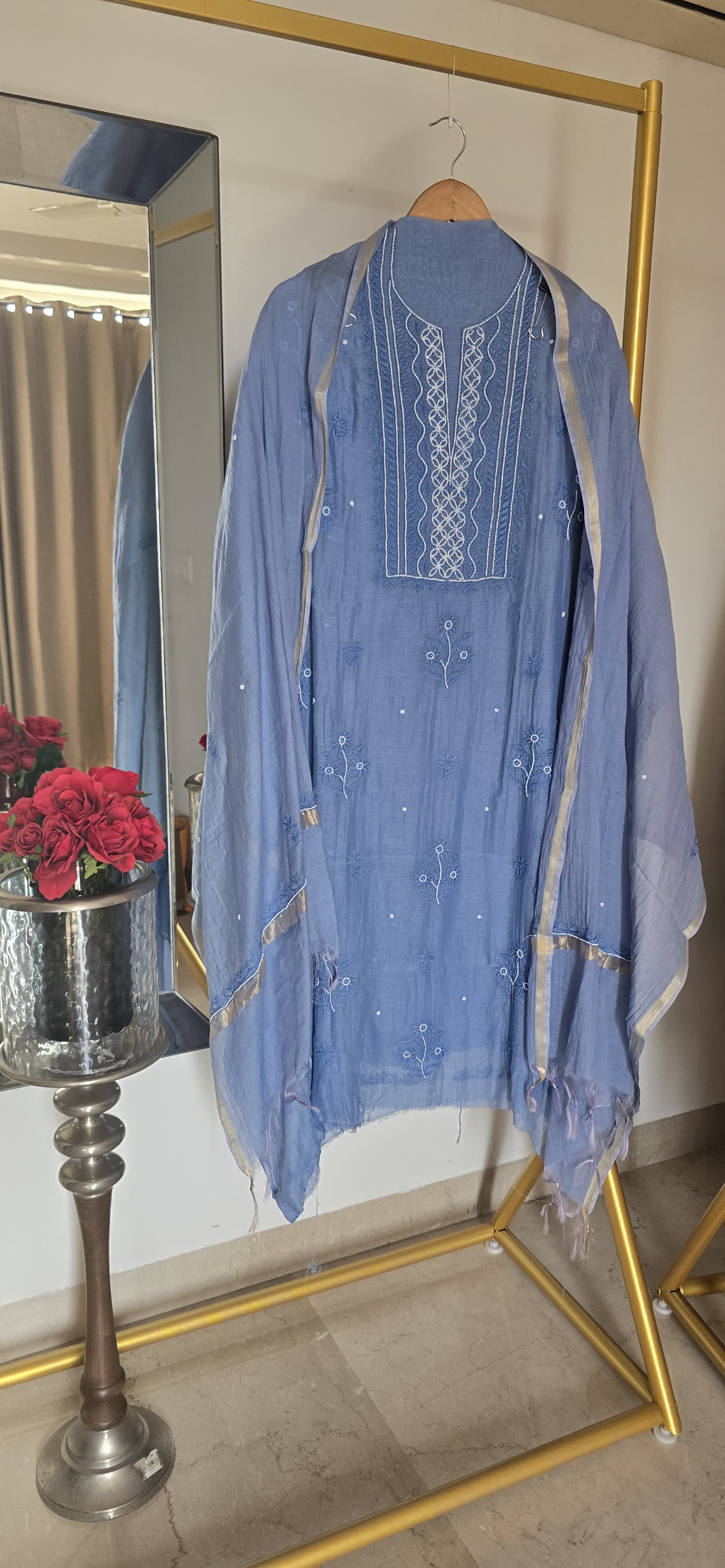Mul Chanderi Lucknowi Suit Secondary image