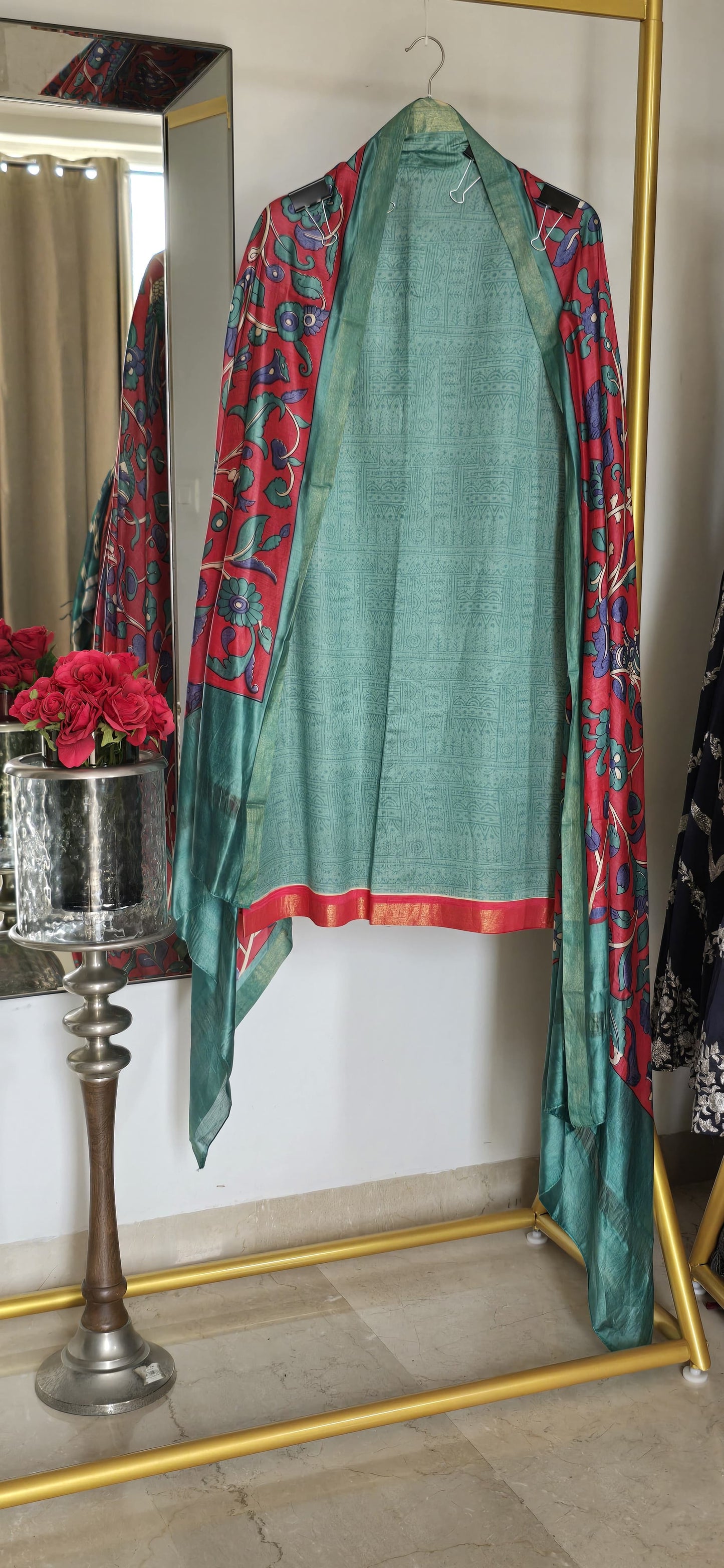 Maheshwari Silk With Kalmkari Dupatta Suit