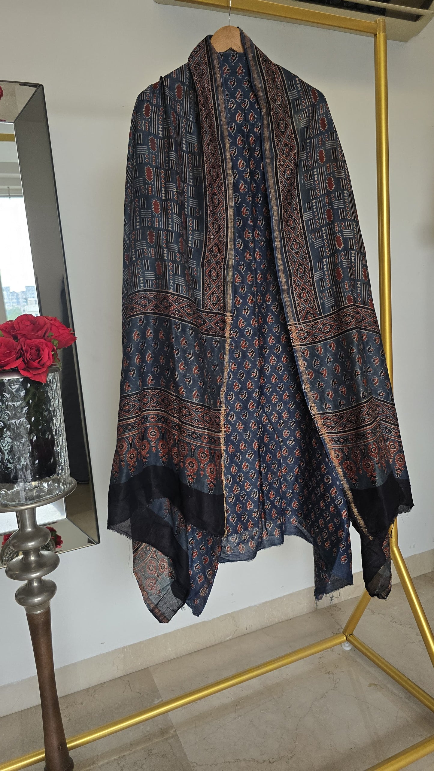 Silk Chanderi Ajrakh Suit