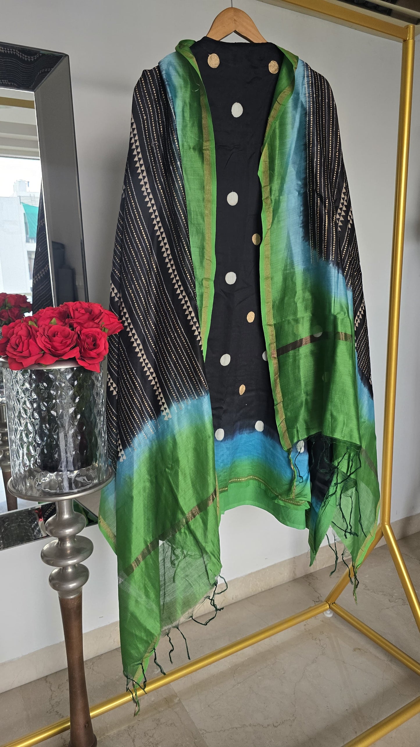 Maheshwari Discharge Print Suit