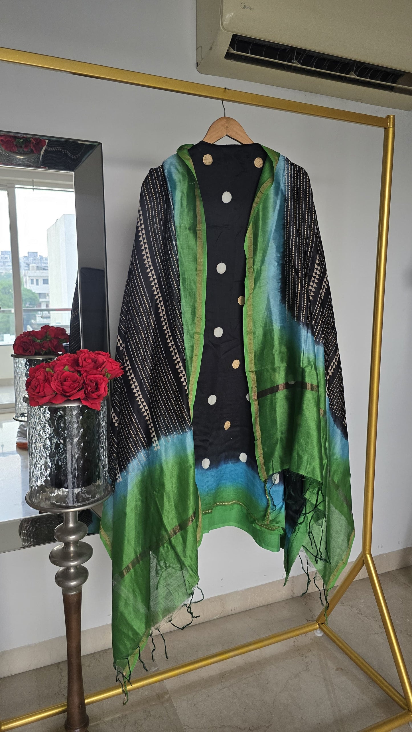 Maheshwari Discharge Print Suit