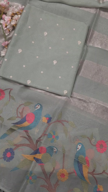 Silk Organza Embroided Suit